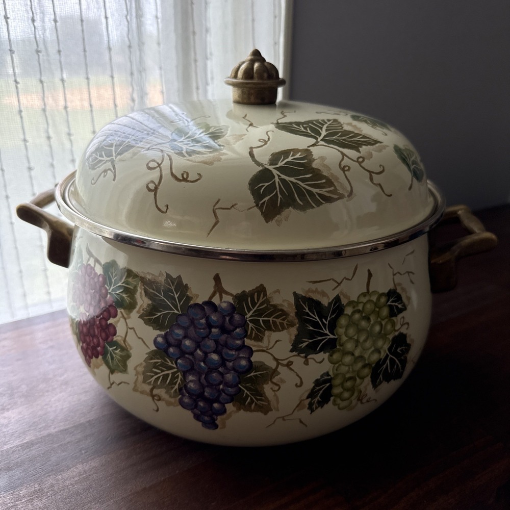 Ceramic Casserole Brass Handles Villa Grande Tabletops Unlimited Grapes 5qt